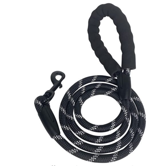 NEW 5FT Heavy Duty Dog Leash Padded Handle and Highly Reflective Threads Black - Picture 1 of 7